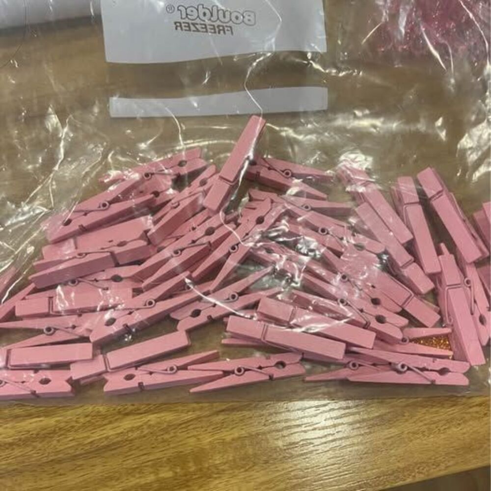 Bag of Pink 2 inch Clothes Pins Decor used for Baby Shower - Picture 1 of 2